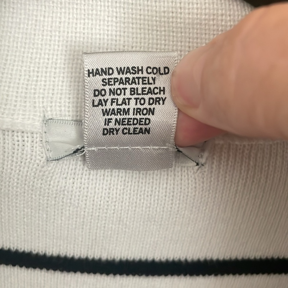 Cache’ Button Down Black And White Striped Sweate… - image 3